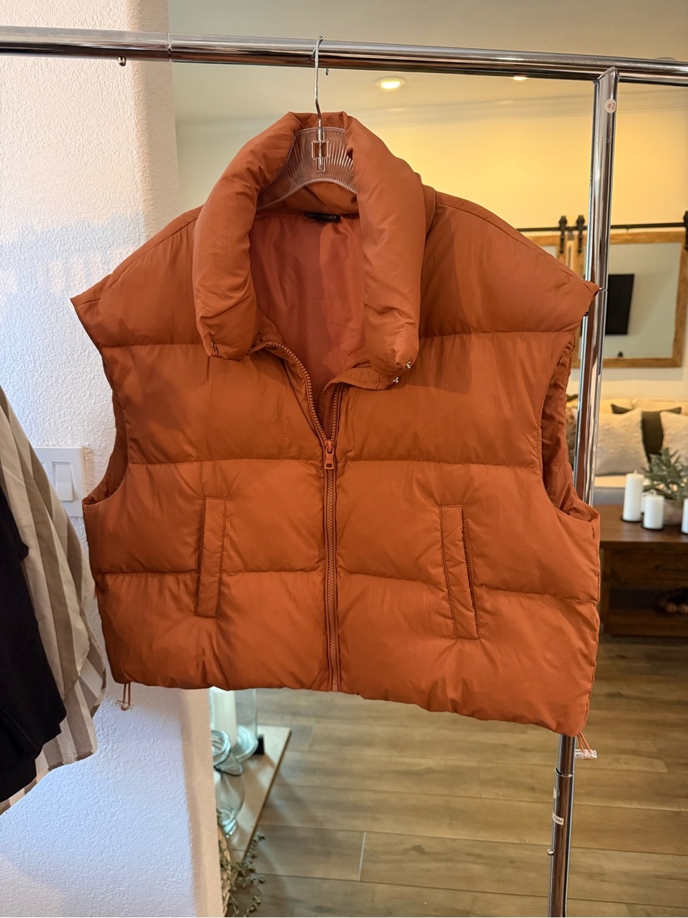 Coco + Carmen Burnt Orange Quilted Puffer Vest
